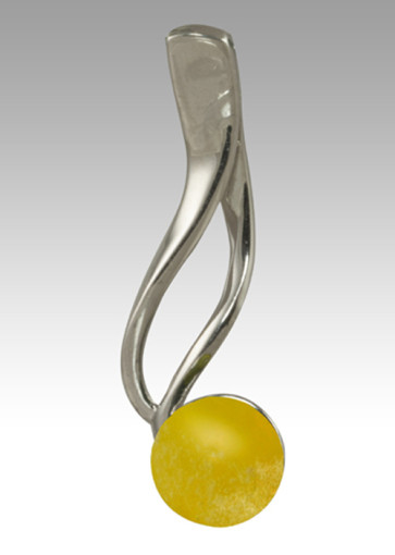 Tempo Glass Bead Cremation Pendant - Yellow - Sterling Silver