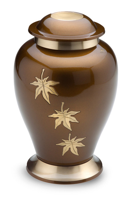 Cremation Funeral  Ashes Urn, Falling Leaves Wood Urns for ashes Colorful Urn 