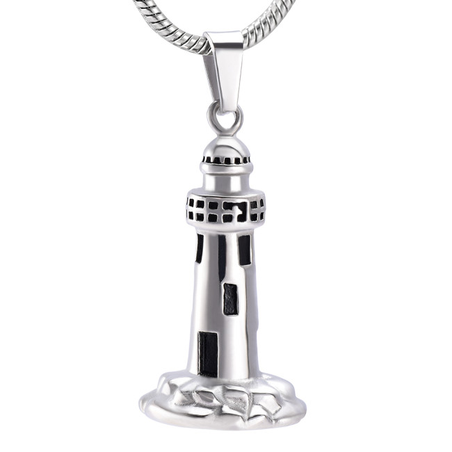 New Lighthouse Beach House Cremation Urn Keepsake Ash Silver Memorial Necklace 