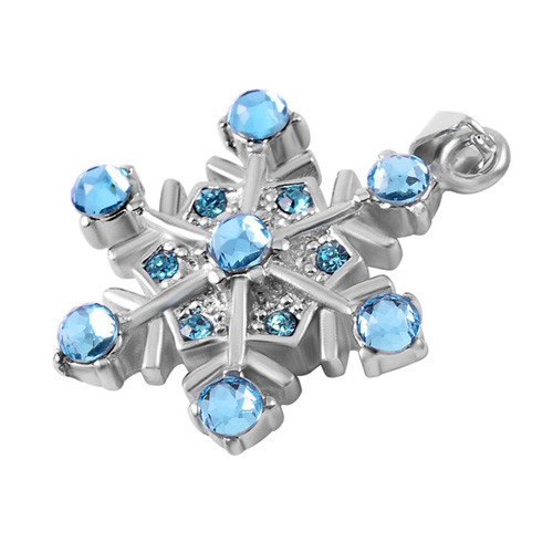 New Snowflake Crystal Urn Snow Flakes Keepsake Ash Silver Memorial Necklace