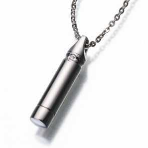 Titanium Cylinder Cremation Pendant with Crystal Chip for ashes