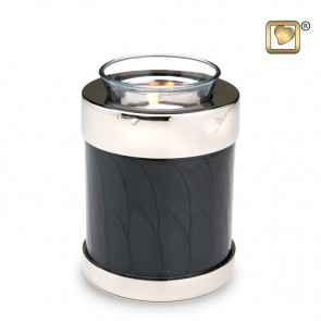 Tealight Midnight Pearl Silver Cremation Urn for Ashes