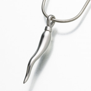 Italian Horn Cremation Pendant for ashes in Sterling Silver