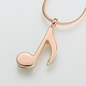 Music Note Cremation Pendant for ashes in 14k Yellow Gold