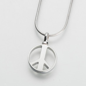 Peace Sign Cremation Pendant for ashes in Silver