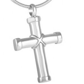 Wrapped Cross Stainless Steel Cremation Pendant for ashes
