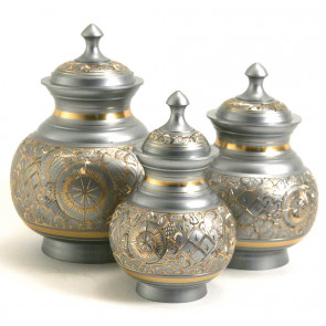 Elegant Silver Engraved Brass Urn