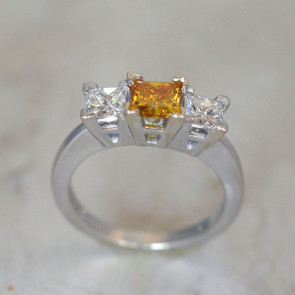 3 Stone Ring Mounting for Princess Cut