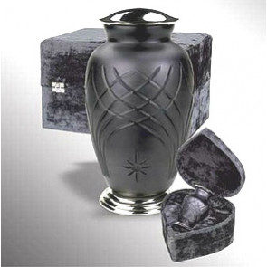 Hand-Cut Glass and Metal Urn