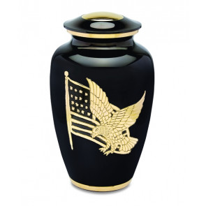 American Patriot Black and Silver Cremation Urn for Ashes