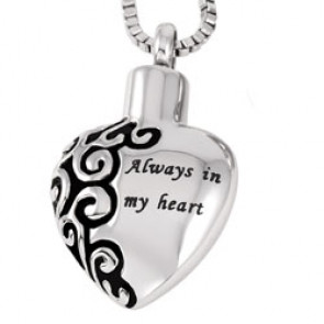 Always in my Heart Two-Tone Stainless Steel Cremation Pendant for ashes