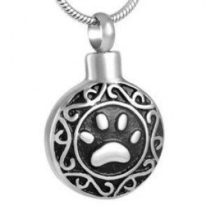 Ornate Paw Stainless Steel Pet Ashes Pendant