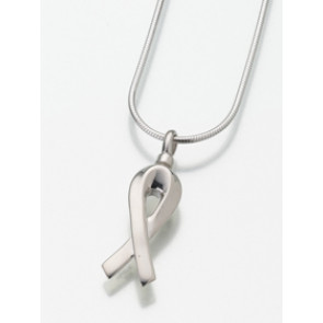 Remembrance Ribbon Cremation Pendant for ashes in Silver