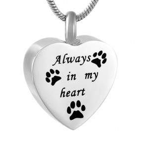 Always In My Heart Pet Paws Cremation Pendant