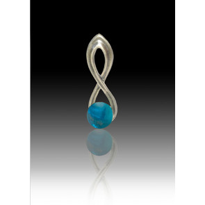 Infinity Glass Bead Pendant - Aquamarine - Sterling Silver