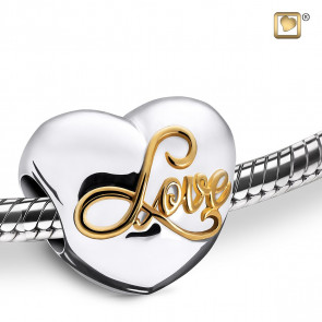 Love Sterling Silver Rhodium Plated Heart Cremation Charm