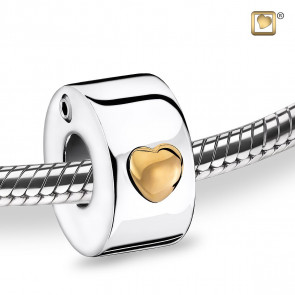 Sterling Silver Cremation Charm with Gold Heart Detail