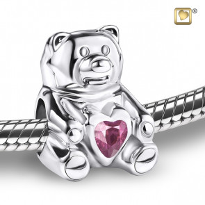 CuddleBear Cremation Charm with Pink Crystal for ashes
