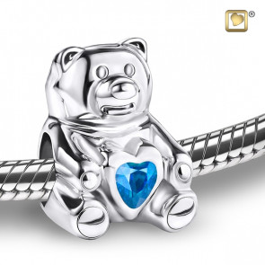 CuddleBear Cremation Bead with Blue Crystal for ashes