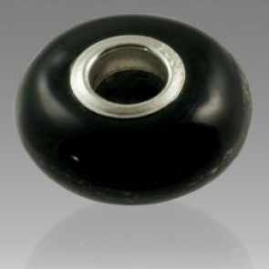 Perfect Memory Black Glass Cremation Bead with ashes