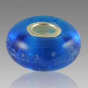 Perfect Memory Blue Glass Cremation Bead with ashes