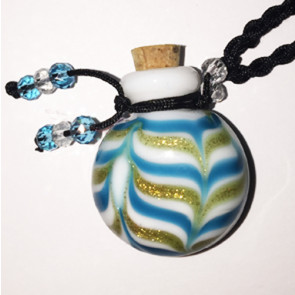 Blue Ripple Opaque Glass Bottle Cremation Pendant for ashes