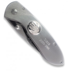 Stainless Steel Buck Knife with Sterling Silver Fingerprint
