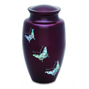 Deep Maroon Butterfly Tranquility Urn for Cremation Ashes