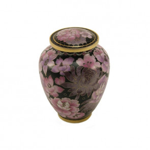 Pink Floral Cloisonne Urn for Pet Ashes