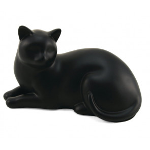 Resting Kitty Black Urn for Pet Ashes