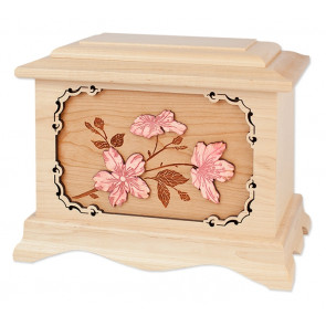 Cherry Blossoms Cremation Urn for Ashes with 3D Inlay Wood Art - Maple