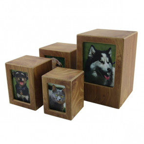Natural Wood Photo Urn for Pet Ashes