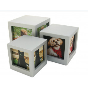 Silver Photo Cube Urn for Pet Ashes
