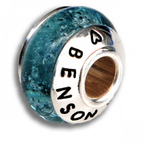 Crystal Blue Bead with Cremation Ashes in Glass
