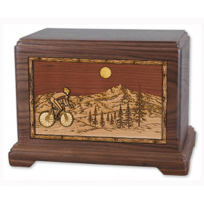 Bicycle Cremation Urn for Ashes with 3D Inlay Wood Art - Walnut