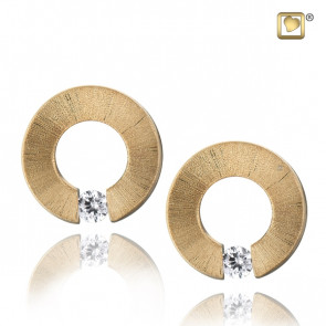 Gold Omega Two Tone Stud Earrings with Clear Crystal to compliment matching pendant for ashes