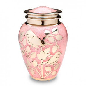 Gold Blessing Birds Cremation Urn for Ashes