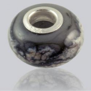 Perfect Memory Gray Glass Cremation Bead with ashes