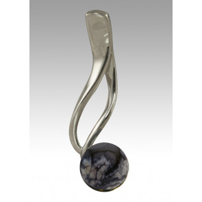 Tempo Glass Bead Cremation Pendant - Gray - Sterling Silver