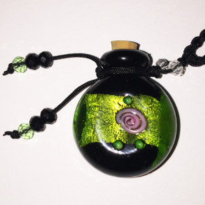 Dichroic Green Band Glass Bottle Cremation Pendant for ashes
