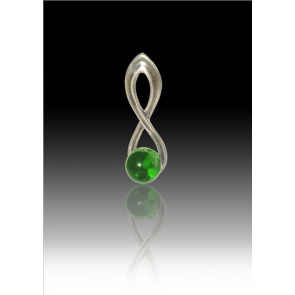 Infinity Glass Bead Pendant - Green - Sterling Silver