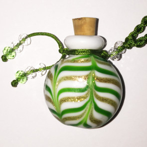 Green Ripple Opaque Glass Bottle Cremation Pendant for ashes