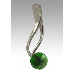 Tempo Glass Bead Cremation Pendant - Green - Sterling Silver