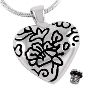 Etched Heart Urn Pendant 