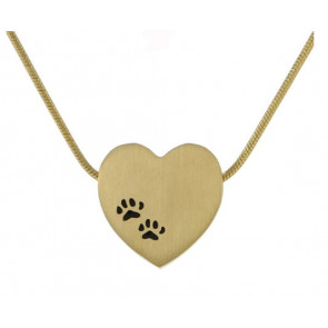 Bronze Heart with Paw Prints Cremation Pendant for Pet Ashes