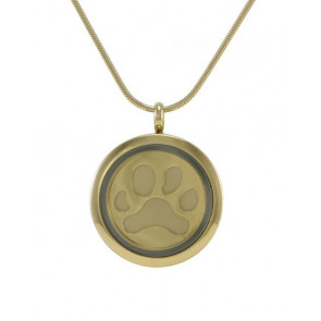 Paw Print Bronze Cremation Pendant with Interchangeable Insert