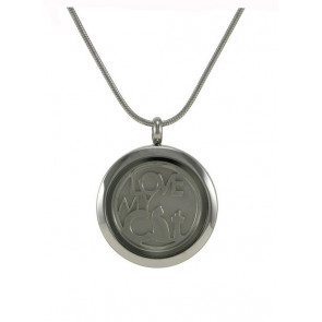 Love Cat Pewter Cremation Pendant with Interchangeable Insert