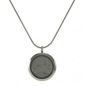 Paw Print Pewter Cremation Pendant with Interchangeable Insert