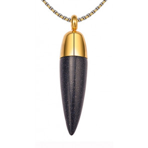 Jet Black Cultured Stone Teardrop Cremation Pendant for ashes