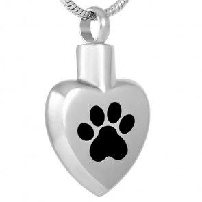 Large Paw on my Heart Stainless Steel Pet Ashes Pendant